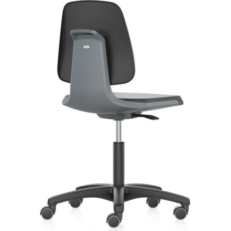 bimos Arbeitsstuhl Labsit 2, K-Leder anthrazit Sitzhöhe 450-650 mm mit Rollen (1/3)