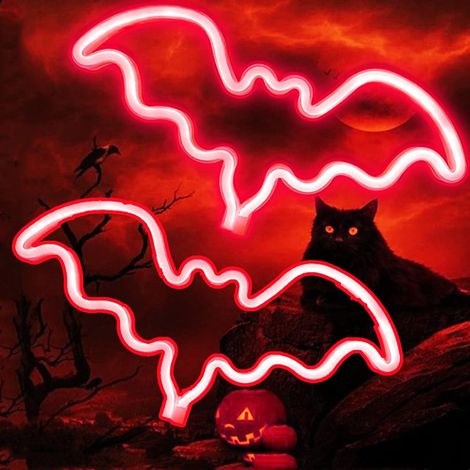 Veilleuse d'Halloween, lumière LED, néon, décoration lumineuse d'Halloween 2 x Red (1/5)