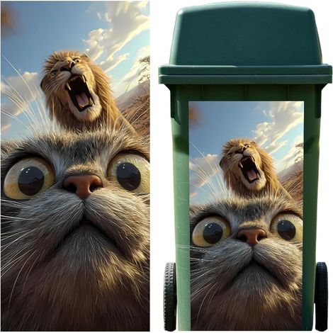 Autocollants pour poubelles extérieures, motif chat pour roues (1/5)