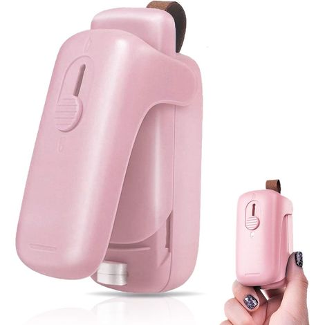 Mini scelleuse de sacs, scelleuse de sacs thermique portable, scelleuse et coupe-sacs 2 en 1 avec aimant, scelleuse sous vide pour sacs plastiques, conserve la fraîcheur des snacks et céréales. (1/5)