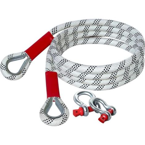 Corde de remorquage de récupération cinétique 5M5T Sangles de remorquage Robustes 11000 LB avec 2 manilles à Anneaux,Corde de remorquage cinétique en Nylon pour camionnette 4WD SUV ATV UTV (5m5t) (1/5)