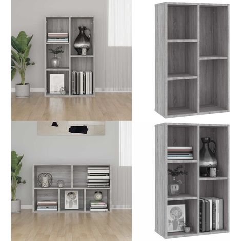 Bücherregal/Sideboard Grau Sonoma 50x25x80 cm Holzwerkstoff - BucheRegal - Bücherregal Grau - Holzregal - Sideboard - Wohnzimmer Dekoration - Home & Living (1/5)
