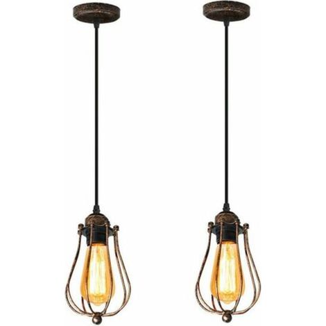 Vintage industriell hänglampa 2 lampor Retro lampa för kaffehus Loft Kök Vardagsrum och hotellrum (Rost) (1/5)