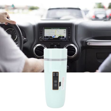 Tragbarer elektrischer Wasserkocher fürs Auto, multifunktional, intelligentes digitales Display, einstellbare Temperatur, Reisewasserkocher, 12 V, frische grüne Farbe. (1/5)