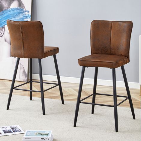 MEUBLIV Tabourets de bar 101 cm marron – lot de 2, dossier ergonomique, sans matelas (1/5)