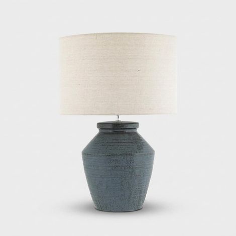 Lampada da tavolo piccola in ceramica con paralume in tessuto Lagom (1/3)