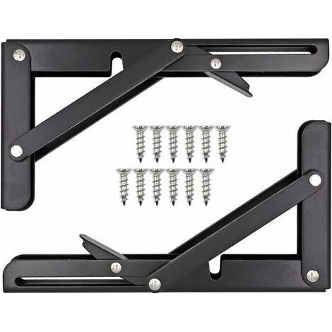 Équerre de fixation pliable en acier inoxydable – Charge lourde – Dimensions 20,5 x 10,8 cm – Pour étagères et établis (1/5)
