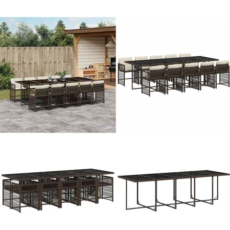 Ensemble à manger de jardin et coussins 11 pcs marron rotin - Salon De Jardin - Meuble De Jardin - Set De Salon De Jardin - Mobilier De Jardin - Table De Jardin - Home & Living (1/5)