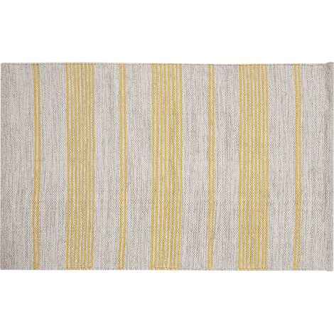 Tappeto / Scendiletto rettangolare beige a righe gialle 50 x 80 cm CABOURG