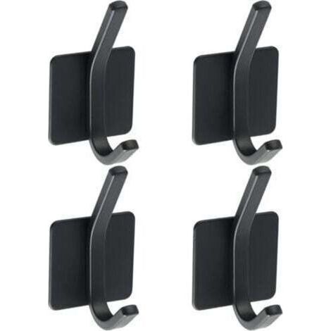 4 Pcs Crochet Adhésif Patère Murale Adhésive en Acier Inoxydable SUS 304 Porte Manteau Mural Noir Porte Serviette pour Salle de Bain ou Cuisine (1/5)