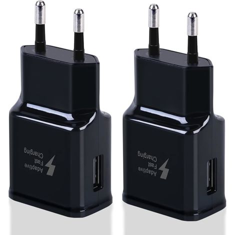 Chargeur compatible noir (lot de 2) avec câble de charge rapide USB pour Samsung S22/S21/S20/S10/S10E/S6/S7/S8/S9/Edge/Plus/Active/A72/A53 5G-Xin (1/5)