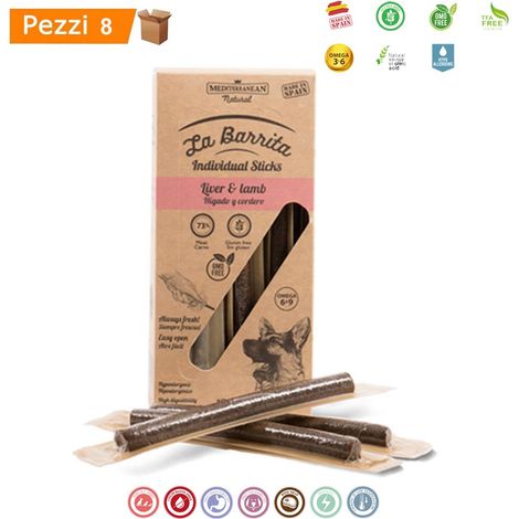Multipack da 8 scatole la barrita snack per cani pollo & foie 12 barrette da 150 gr