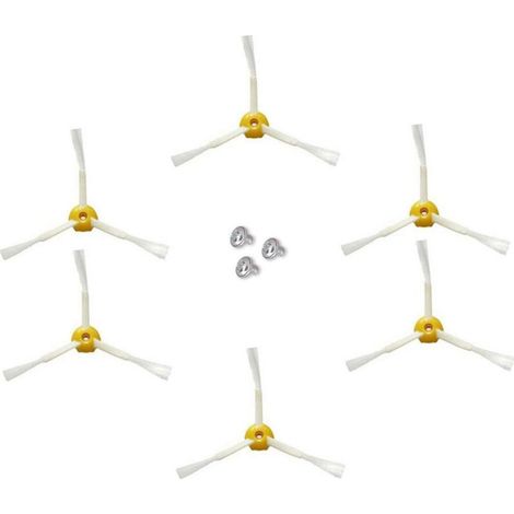 Brosse latérale pour irobot Roomba Série 500 600 700 (Jaune, 6 pcs Brosse latérale à 3 bras)