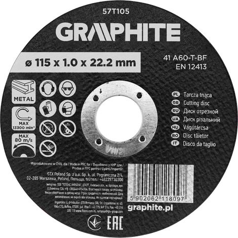 Disque à tronçonner en corindon pour métaux 115 x 1,0 x 22,2 mm, 41 A60-T-BF (1/5)
