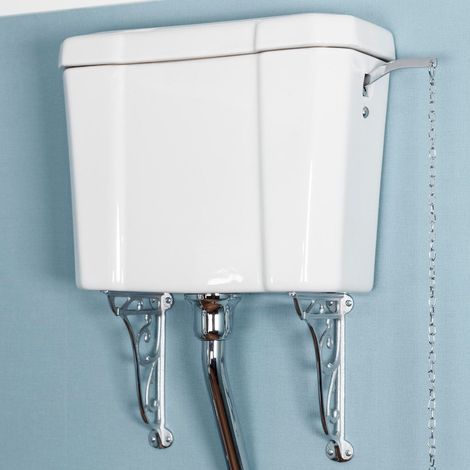 Traditional Cloakroom High Level Toilet Cistern White Ceramic Bathroom (1/3)