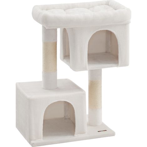 Arbre à Chat, Tour de Jeux 101 cm, XL, Maison pour Chats Jusqu’à 20 kg, Grande Plate-Forme, 2 Niches, Griffoir, Blanc Crème (1/5)