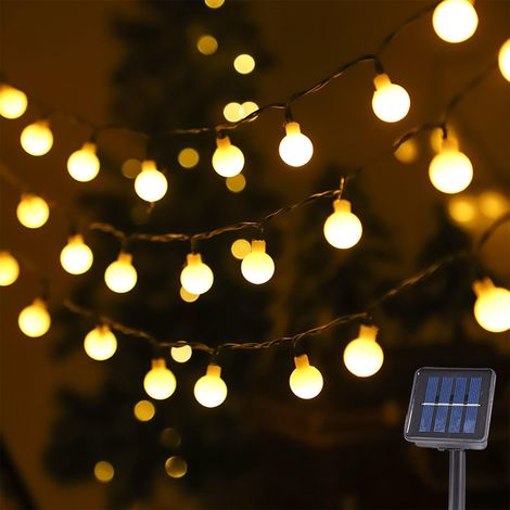 Guirlande lumineuse solaire d'extérieur - 6,5 m - 30 LED - Étanche - 8 modes - Pour chambre d'enfant, jardin, fête, terrasse, balcon (1/5)