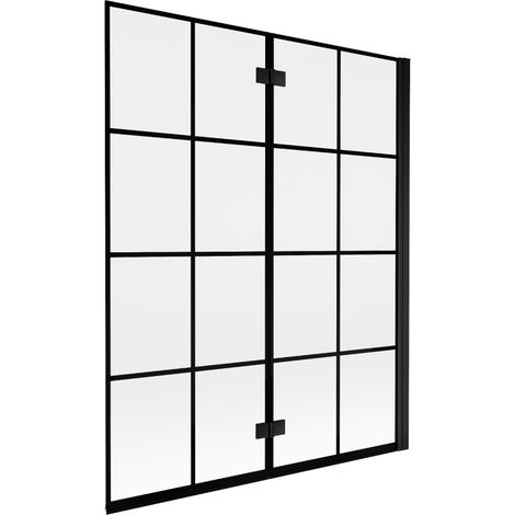 Mexen Mist paroi de baignoire pliante 2 volets droit 140 x 150 cm, grille noire, noir - 8A9-140-002-70-77-P (1/5)