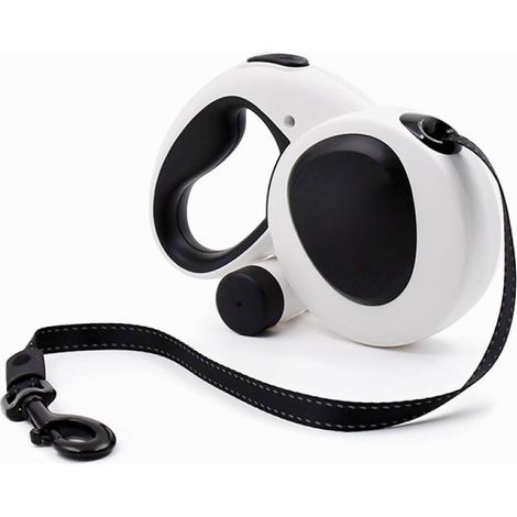 Laisse rétractable pour chien avec lumière, distributeur de sacs à déjections et sac inclus. Laisse robuste de 5 m avec poignée antidérapante, adaptée aux chiens de petite et moyenne taille.-AquaForge (1/4)