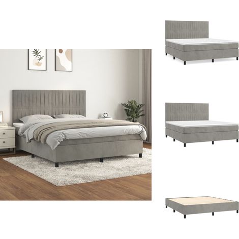 Boxspringbett mit Matratze Hellgrau 180x200 cm Samt - Boxspringbett - Samtbett - Doppelbett - Himmelbett - Bett Mit Matratze (1/5)