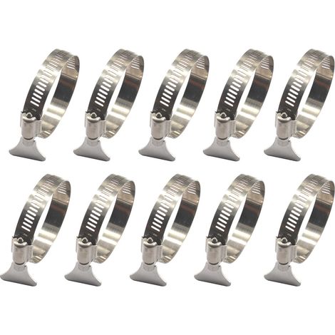 Lot de 10 colliers de serrage réglables en acier inoxydable 304, diamètre 21-38 mm