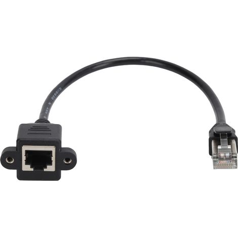 Rallonge de câble réseau mâle-femelle avec trou de vis, adaptateur fixable pour composants de réseaux LAN, 0,3 mètre (1/5)