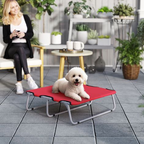 Panier pliable pour chien, utilisable à l'intérieur comme à l'extérieur. Structure en métal et tissu Oxford. Dimensions : 71 x 58 x 20 cm. Couleur : rouge.