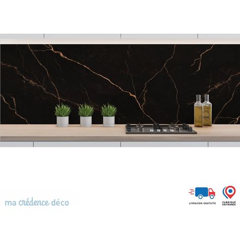 Crédence : Marbre noir orageux - Alu composite - 60 - 120 (1/3)