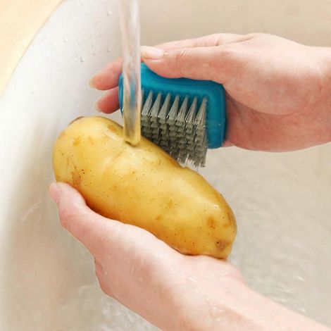Brosse de nettoyage pour mini fruits et légumes, doigts protégés pour le nettoyage des carottes et pommes de terre (1/4)