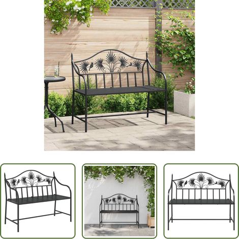 vidaXL Gartenstuhl - Gartenbank Schwarz 104 x 52,5 x 89 cm Stahl (1/5)