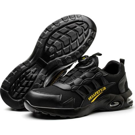 MINKUROW Scarpe Antinfortunistiche Leggere Traspiranti Puntale in Acciaio Antiscivolo Antiforatura Bolla d'Aria Bottone Regolabile Morsetto per Uomo Donna Euro 43 (1/5)