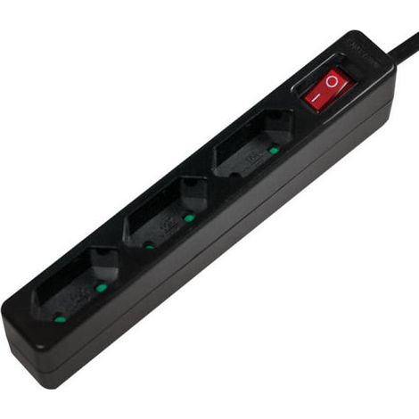 Regleta LogiLink con interruptor, 3 enchufes Euro CEE 7/16, 1,5 m, negra (1/4)