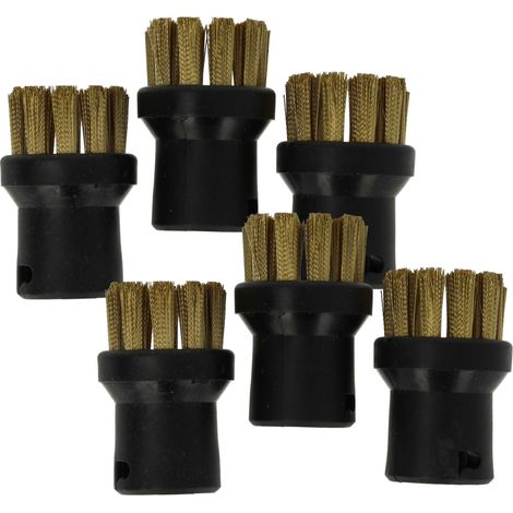 vhbw 6x cepillo redondo compatible con Kärcher SC 1 PLUS FLOOR KIT, SC 1 Premium, SC 1 Premium Floor Kit limpiador a vapor - Cepillo a vapor