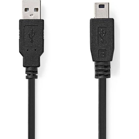 Usb kabel usb 20 usb a stecker usb mini b 5 pin stecker 480 mbps vernickelt 100 m rund pvc schwarz etikett 83 (1/2)