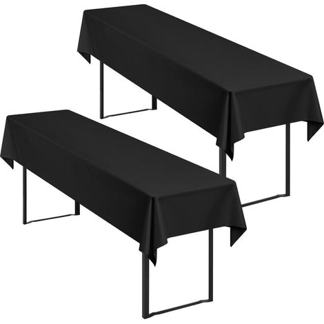 2er-Set Biertischdecken 250x100cm Schwarz, pflegeleicht & waschbar