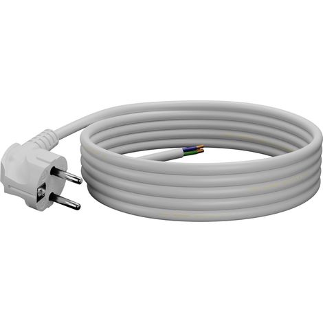Cable de conexión de 3 m con conector Uni-Schuko en ángulo, 250 V, 16 A, 3 x 1,5 mm², OMY PP-50, blanco, W-97181 (1/5)