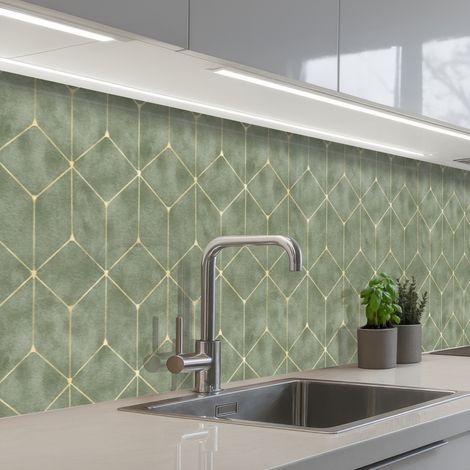 SCHIENALI CUCINA Sottile - Geometrico - Oro - Verde 500x60 cm