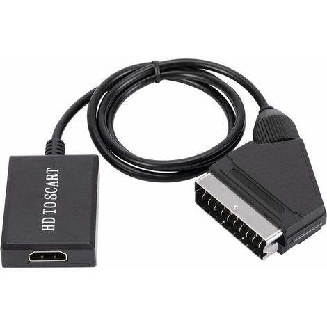 Convertitore da HDMI a SCART, adattatore audio e video ad alta definizione 1080p, compatibile con i decoder Sky Box dotati di interfaccia da HDMI a SCART. (1/5)