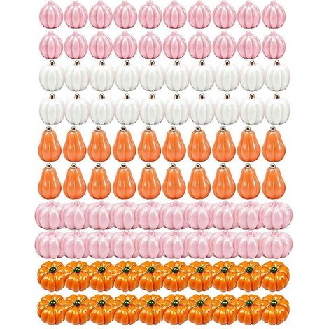 Petites citrouilles artificielles en vrac, roses, blanches et orangées, idéales pour la décoration, les loisirs créatifs, le remplissage de vases et les centres de table. (1/5)