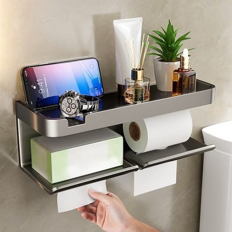 Porta fazzoletti bianco senza foratura, porta carta igienica da parete per bagno, 341211 cm (1/4)
