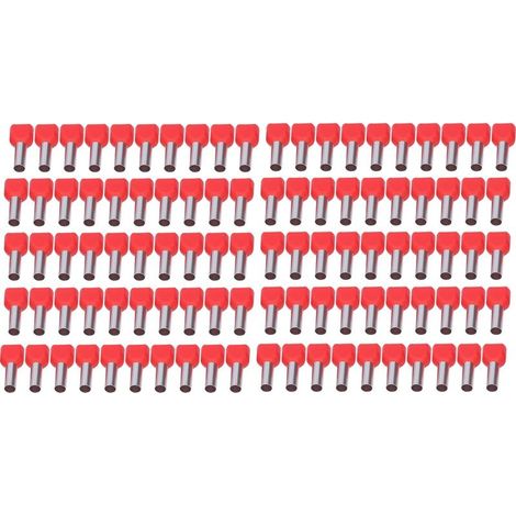 100 cosses de câble à sertir en cuivre, 2 broches isolées, calibre AWG 10 (6,0 mm²), référence TE6014 (1/5)