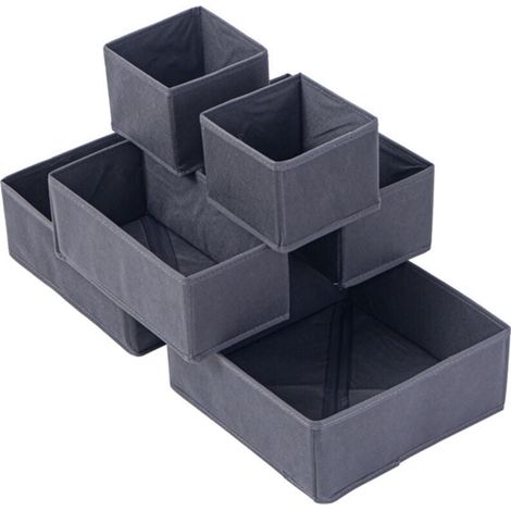 Organiseur à tiroirs/organiseur pour vêtements, pliable pour armoire, chambre ou cuisine, lot de 6, gris (1/4)