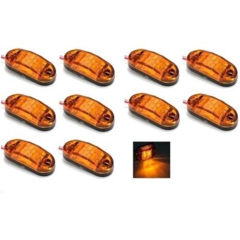 10 X 12v Smd 2 Led Orange Feux De Gabarit Camion Chassis Remorques E-Marque (1/4)