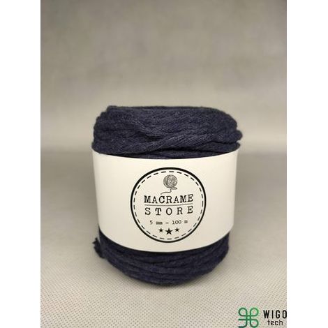 Marineblaue Makramee-Kordel aus Baumwolle, 5 mm/100 m (1/3)