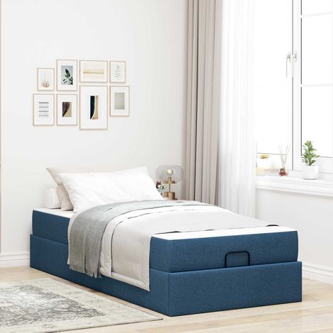 Bettgestell mit Matratze 2 pcs Blau Stoff (1/5)