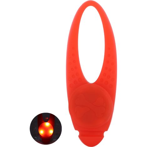 Lampe de sécurité LED étanche pour collier de chien avec clips en acier inoxydable (rouge) (1/5)