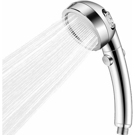 Shower Head, Shower Head Shower Head High Pressure Eco Shower SPA Shower in Bathroom, Massage Spray Hand Shower 3 Modes Water Saving and Switch Button, Chrome