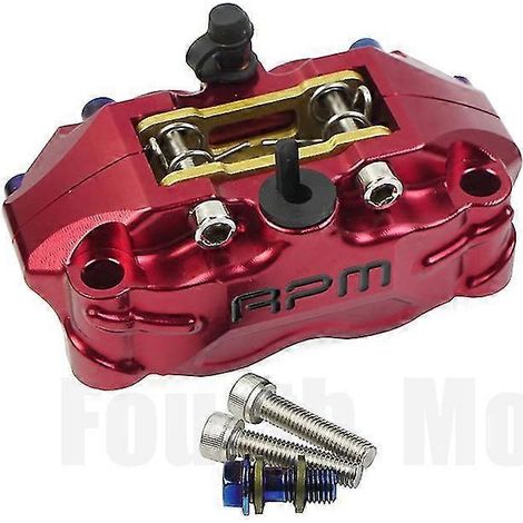 Étriers de frein à disque pour moto, 200 mm et 220 mm, avant et arrière, 4 pistons, montage radial, vitesse de rotation de 82 mm, pour scooter, RSZ, Jog, Dirt, Pit Bike, Grom - Rouge, lot de 2 (1/5)
