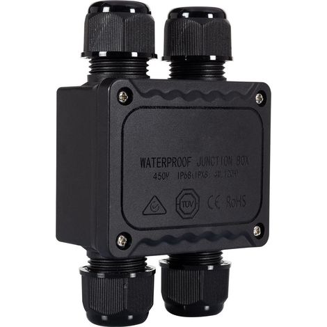 Caja Estanca de Empalmes en H 128x80x40 mm 4 Conos IP68 Negro