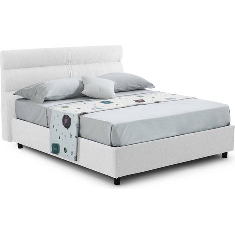 Letto Piazza e Mezza Brinzio, Materasso Incluso, Sfoderabile Made in Italy, Contenitore, Bianco